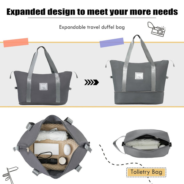 English Elm Softside Expandable Spinner Luggage Set with Tsa Lock Duffel Polyester Travel Grey N732P201004A