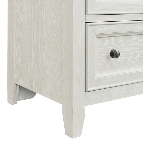 English Elm Wallace & Bay - White 3-Drawer Nightstand with Framed Drawer Fronts & Metal Knobs, Rich Finish, Compact Storage B2709P406272