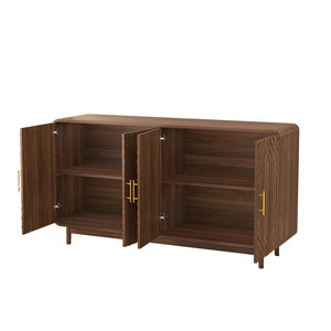English Elm Sideboard Buffet with Four Doors Carved Edges Gold Handles Adjustable Shelves Dining Room W5389P463456