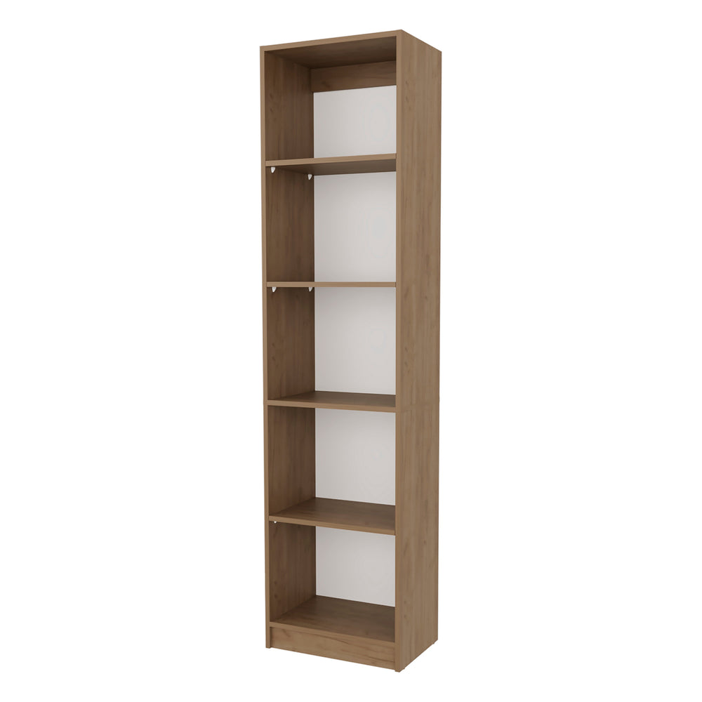English Elm Natural Oak And White 5-Shelf Bookcase – Stylish Storage Solution For Modern Living Spaces & Home Offices B062P355526