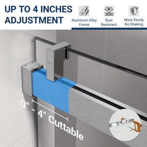 English Elm 56" Frameless Sliding Shower Door Tempered Glass Soft Close Brushed Nickel Bathroom W1920P193805