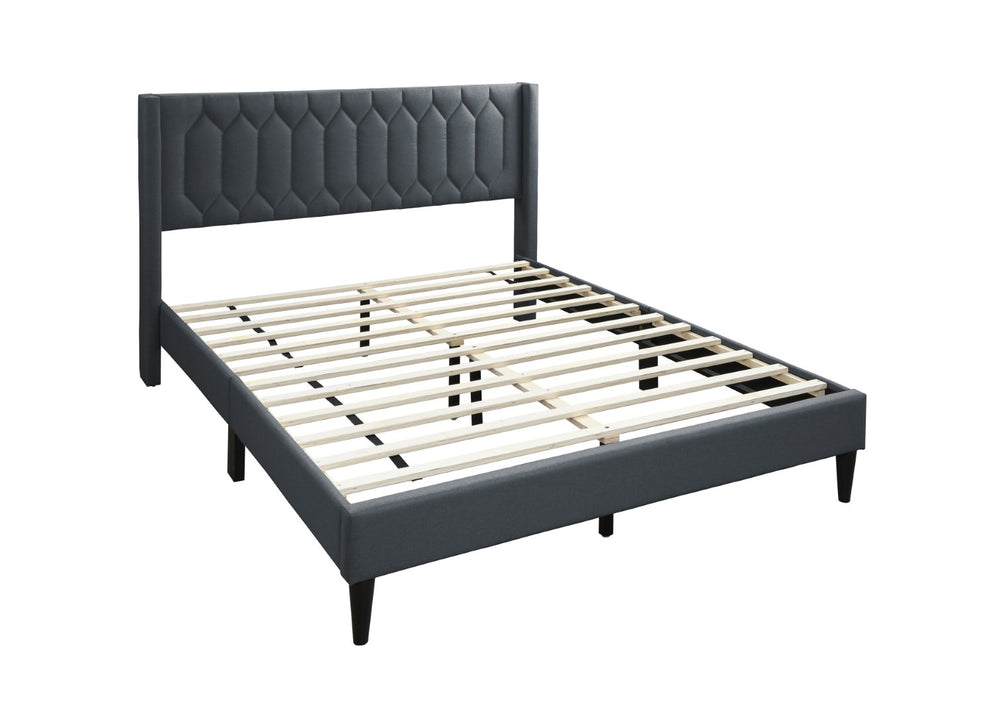 English Elm Modern Diamond Tufted Platform Bed Burlap Upholstered Frame for Loft Bedrooms Charcoal B011P418596