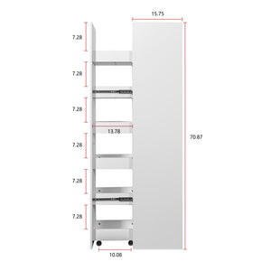 English Elm White,Large, Slim Storage Cart for Narrow Spaces with 6-Tier Shelves, Handle & Wheels, 11.8" Deep Organizer for Kitchen Laundry Pantry (White) W331P295244