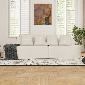 English Elm Modern Half Moon Chenille Sectional Three Seat Curved Sofa for Living Room or Apartment Beige W395P435337
