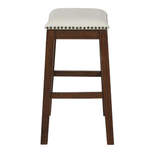 OSP Home Furnishings 24" Saddle Stool - Set of 2 Cream / Dark Walnut
