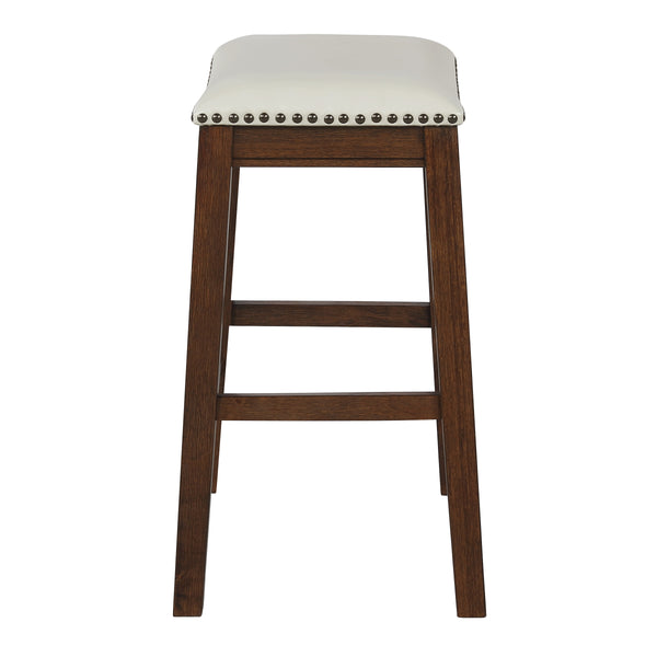 OSP Home Furnishings 24" Saddle Stool - Set of 2 Cream / Dark Walnut