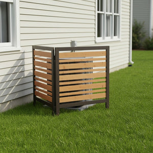 English Elm 2-panel Outdoor Wood Privacy Screen Slatted Fence for Ac Units and Patio Areas W2640P290610