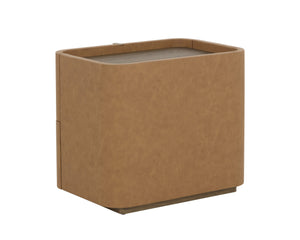 Sunpan Jamille Large Nightstand - Elegant Cognac Faux Leather Design With Solid Acacia Wood Base Brown Faux Leather ,Wood 112015