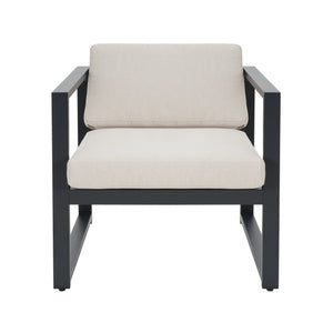 English Elm Christopher Knight Home® - NAVAN Outdoor Patio Club Chair Set of 2 – Lightweight Aluminum Frames with Removable Fade‑Resistant Cushions Beige+Black N775P243391B