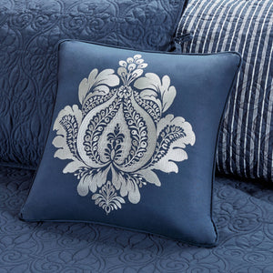 JLA Home Madison Park - 6 Reversible Daybed Cover Set with Antimicrobial Protection, Quilted Texture, Striped Skirt & Pillow Navy MP13-4971