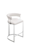 VIG Furniture Modrest Munith - Modern White Vegan Leather + Stainless Steel Counter Chair VGZA-B9504-WHT-BS