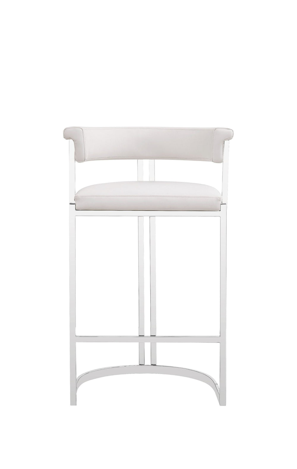 VIG Furniture Modrest Munith - Modern White Vegan Leather + Stainless Steel Counter Chair VGZA-B9504-WHT-BS