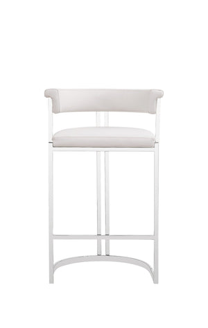 VIG Furniture Modrest Munith - Modern White Vegan Leather + Stainless Steel Counter Chair VGZA-B9504-WHT-BS