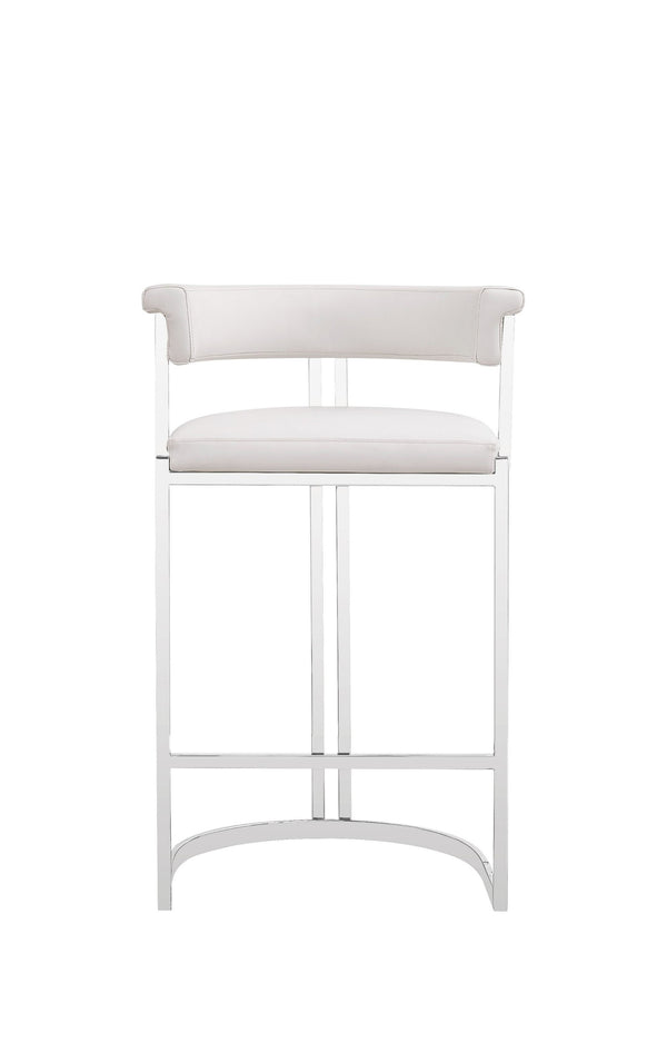 VIG Furniture Modrest Munith - Modern White Vegan Leather + Stainless Steel Counter Chair VGZA-B9504-WHT-BS