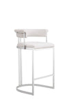 VIG Furniture Modrest Munith - Modern White Vegan Leather + Stainless Steel Counter Chair VGZA-B9504-WHT-BS