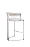 VIG Furniture Modrest Munith - Modern White Vegan Leather + Stainless Steel Counter Chair VGZA-B9504-WHT-BS