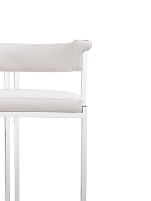 VIG Furniture Modrest Munith - Modern White Vegan Leather + Stainless Steel Counter Chair VGZA-B9504-WHT-BS