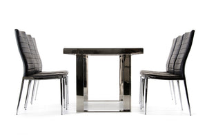 VIG Furniture Courtland Black Tempered Glass Dining Table With Stainless Steel Base — Sleek Modern 71" X 35" Elegant Centerpiece VGHB212T