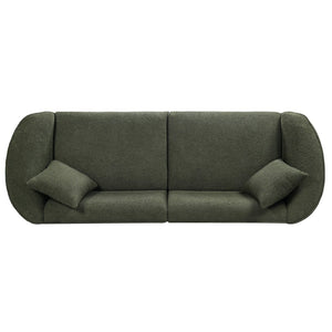 English Elm 87" Curved Boucle Sofa Sculptural Low Profile Design for Contemporary Living Rooms N767P354840A