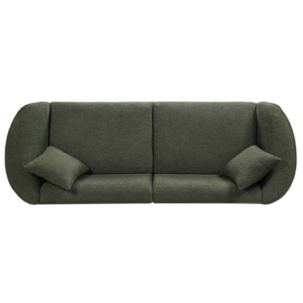 English Elm 87" Curved Boucle Sofa Sculptural Low Profile Design for Contemporary Living Rooms N767P354840A