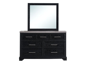 English Elm Grande Six Drawer Dresser Black Laminate Faux Granite Top with Chrome Hardware B078P497910