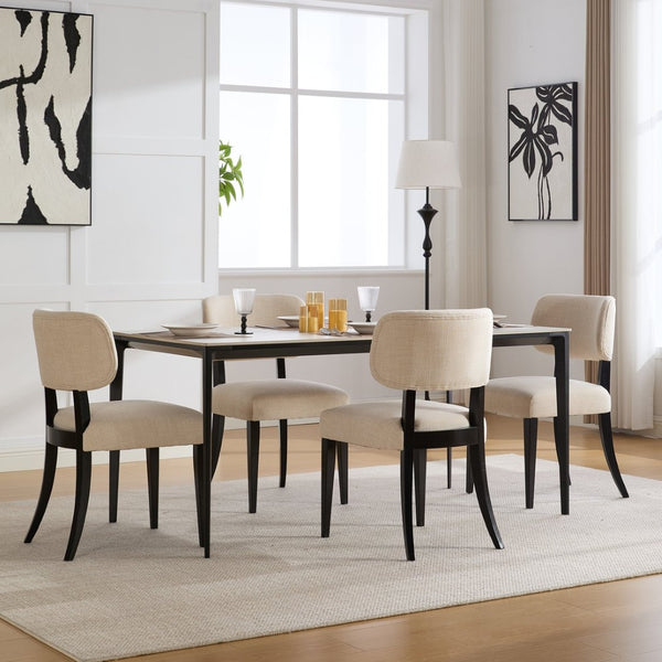 English Elm Wooden Farmhouse Dining Chairs Set of 2 Upholstered Seats Solid Legs for Kitchen W3244P392827