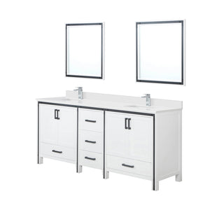 English Elm White Double Bath Vanity 80 in W x 22 in D with White Quartz Top, Chrome Faucet, 30x32 Mirrors B2731S01132
