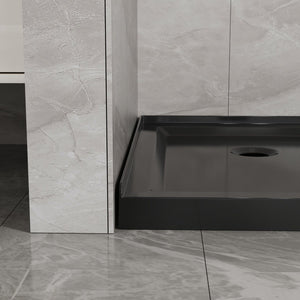 English Elm Goodyo Neo-angle Corner Shower Base Acrylic Abs Matte Black Low Profile Design D163147917
