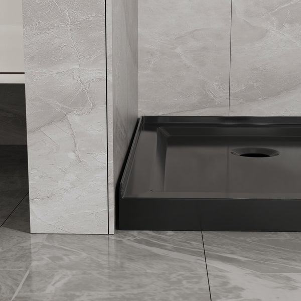 English Elm Goodyo Neo-angle Corner Shower Base Acrylic Abs Matte Black Low Profile Design D163147917