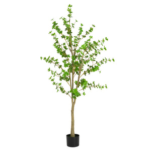 English Elm Christopher Knight Home® - 76" Artificial Enkianthus Tree with Lifelike Green Leaves, Pre-Potted Black Plastic, No Assembly (76" H) N772P286779G