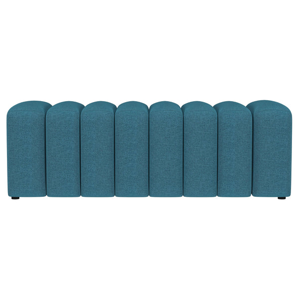English Elm 1pc Modern Fabric Upholstered Tufted Accent Bench with Curved Silhouette Foam Cushion Sleek Minimal Legs Peacock Blue 55.7 L x 21.85 W x 19.49 H B011P362627