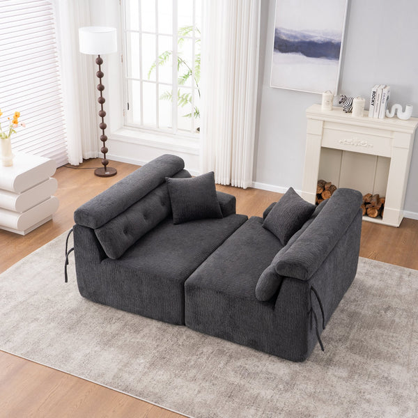 English Elm LY-029 Modular Gray Compression Sofa — 4-Seater L-Shaped Chenille, High-Density Foam, Elegant Comfort W2231S00021