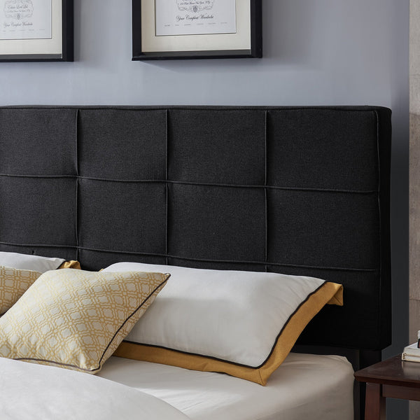 English Elm Christopher Knight Home® - King Linen Upholstered Headboard with Tufted Waffle Stitch, Piped Edges & Adjustable Height, 81" Black 66869.00BLK