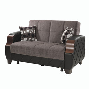 English Elm PrimeNest Mobilon Upholstered Convertible Loveseat with Storage and Click-Click Sleeper, Compact Comfort Gray B030P281805