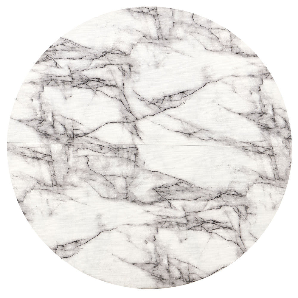 English Elm 47 Inch Round Dining Table 47" Imitation White Marble MDF Top with Roman Column Wood-Base, Stable Elegance for Kitchen Living Room (47") W1164P225840