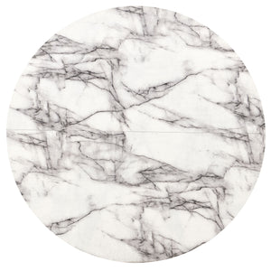 English Elm 47 Inch Round Dining Table 47" Imitation White Marble MDF Top with Roman Column Wood-Base, Stable Elegance for Kitchen Living Room (47") W1164P225840