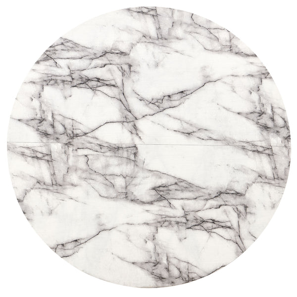 English Elm 47 Inch Round Dining Table 47" Imitation White Marble MDF Top with Roman Column Wood-Base, Stable Elegance for Kitchen Living Room (47") W1164P225840