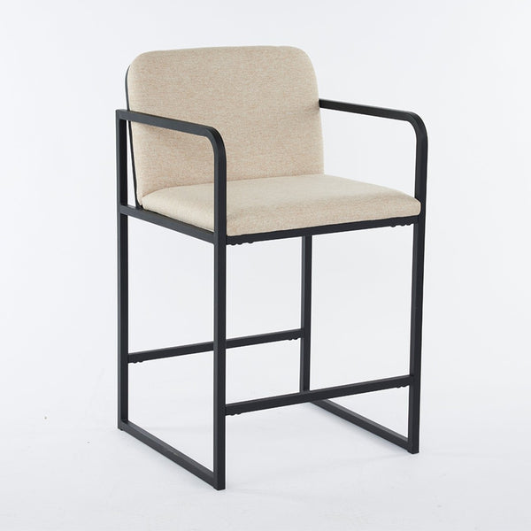 English Elm Set Of 2 Modern Upholstered Counter-Height Bar Stools With Armrests - Stylish & Comfortable Dining Chairs W1901P225273-GIGA