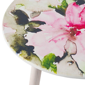 English Elm S/2 Side Tables with Watercolor Floral Tops, Nature-Inspired Accent Nesting Tables for Living Room Pink+White W2078P180405