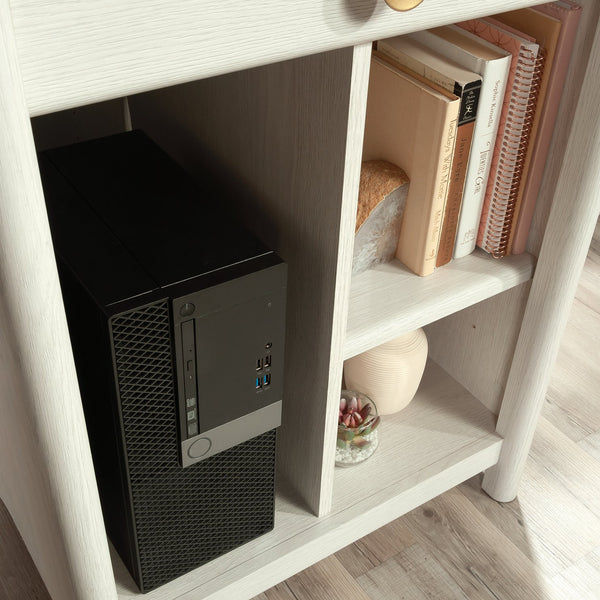 English Elm Computer Desk with Flip-Down Keyboard, Smooth-Glide Drawer, Cable Management & CPU Compartment for Home Office LIGHT GREY B356P354439