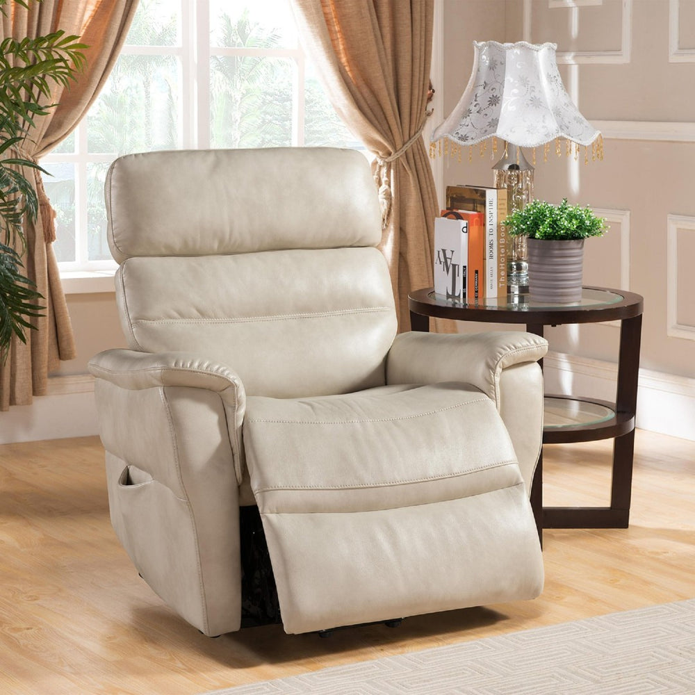 English Elm 1pc Power Lift Recliner Faux Leather Chaise Massager Lumbar Relief Modern Lounge B011P205580