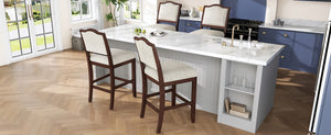 English Elm Counter Height Rubberwood Barstools Set of 2 Upholstered Seats for Kitchen Island Cherry N752P377070C