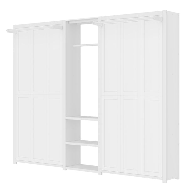 English Elm Twin Twin Murphy Bed with Metal Frame, Foldable 2-in-1 Space-Saving Design, Built-In Wardrobe, Shelves, Power Outlets and Durable Storage Solution White W1580S00287