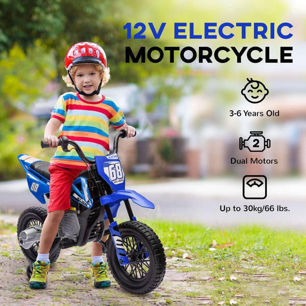English Elm Qaba 12v Toddler Electric Motorcycle with Twist Throttle Rear Suspension Training Wheels W2225P249816