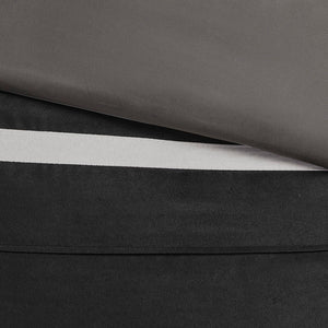 JLA Home Madison Park - 7 Piece Faux Suede Comforter Set - Luxurious Pieced Microsuede in Black & Grey with Pillows, Bedskirt MP10-424