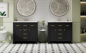 English Elm 72'' Modern Bathroom Vanity Set With Durable Ceramic Sink, Solid Wood Frame, Ample Storage & Style N710SS00011B