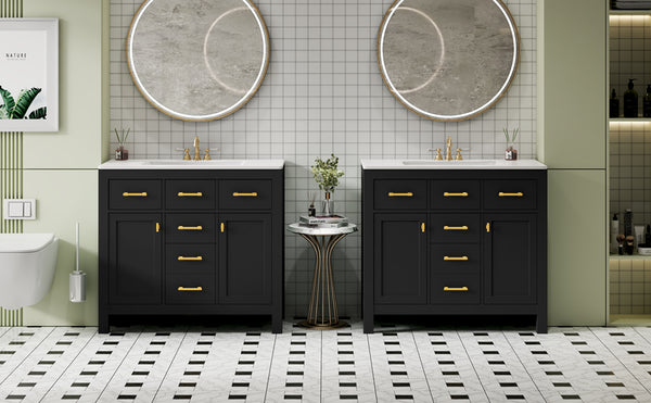 English Elm 72'' Modern Bathroom Vanity Set With Durable Ceramic Sink, Solid Wood Frame, Ample Storage & Style N710SS00011B