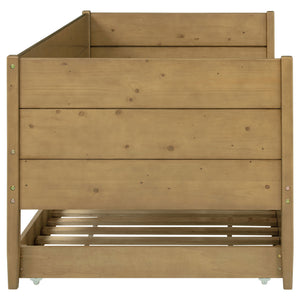 English Elm Stewart Twin Daybed With Trundle — Solid Natural Wood Frame, Warm Grain Finish, Space-Saving Guest Bed Setup B062S01300