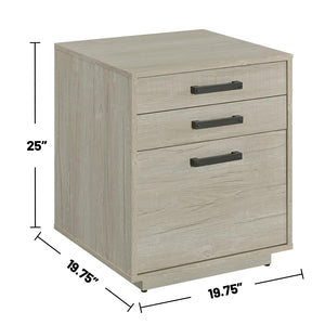 English Elm 3-drawer Contemporary Home Office File Cabinet in Whitewashed Grey with Gunmetal Pulls, Space-Saving Design B016P381096
