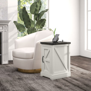 English Elm HOMCOM Farmhouse End Table with Drawer and Open Shelf for Small Spaces Sturdy MDF Accent Table White W2225P249998